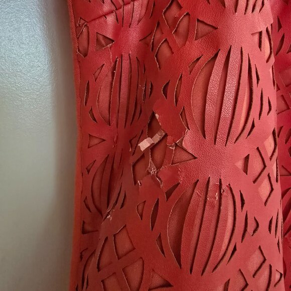 Peter Nygard Coral Red Leatherwork Jacket Blazer - Picture 8 of 15